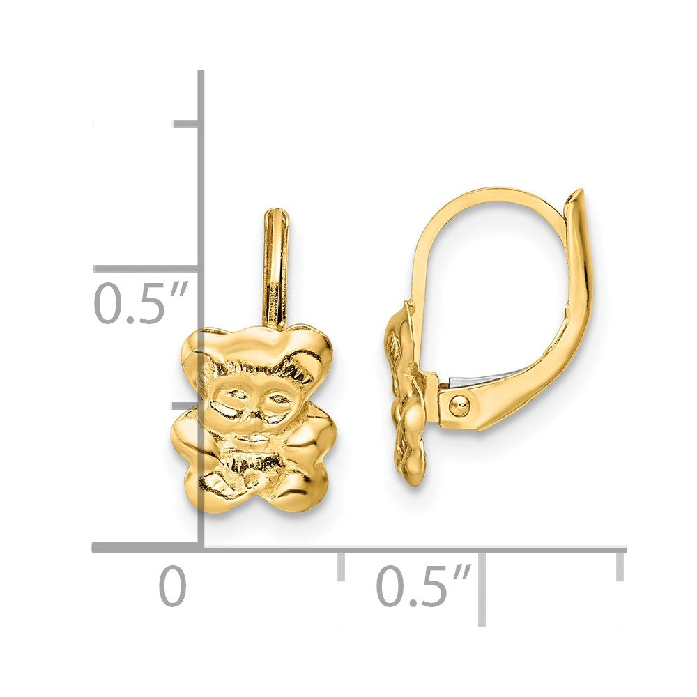 Whimsy Pie 14K Madi K Polished Teddy Bear Leverback Earrings