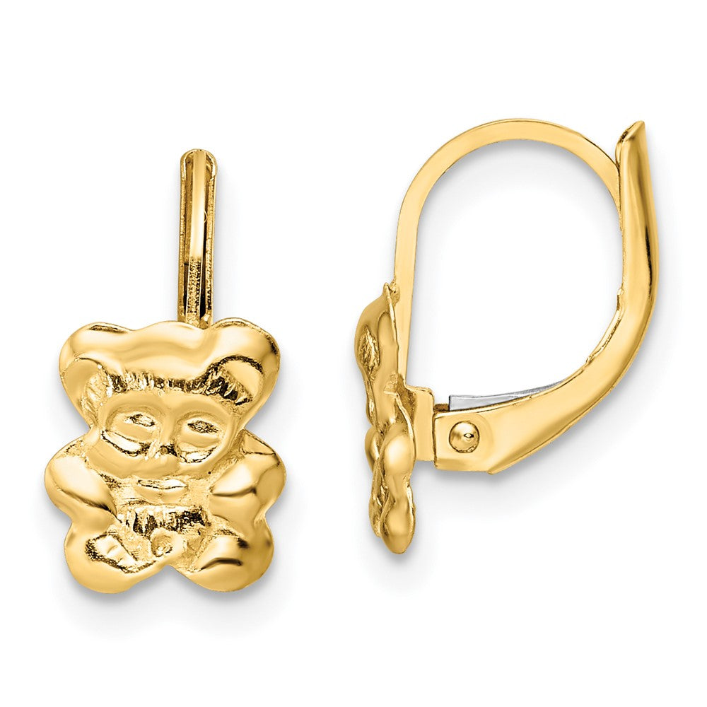 Whimsy Pie 14K Madi K Polished Teddy Bear Leverback Earrings