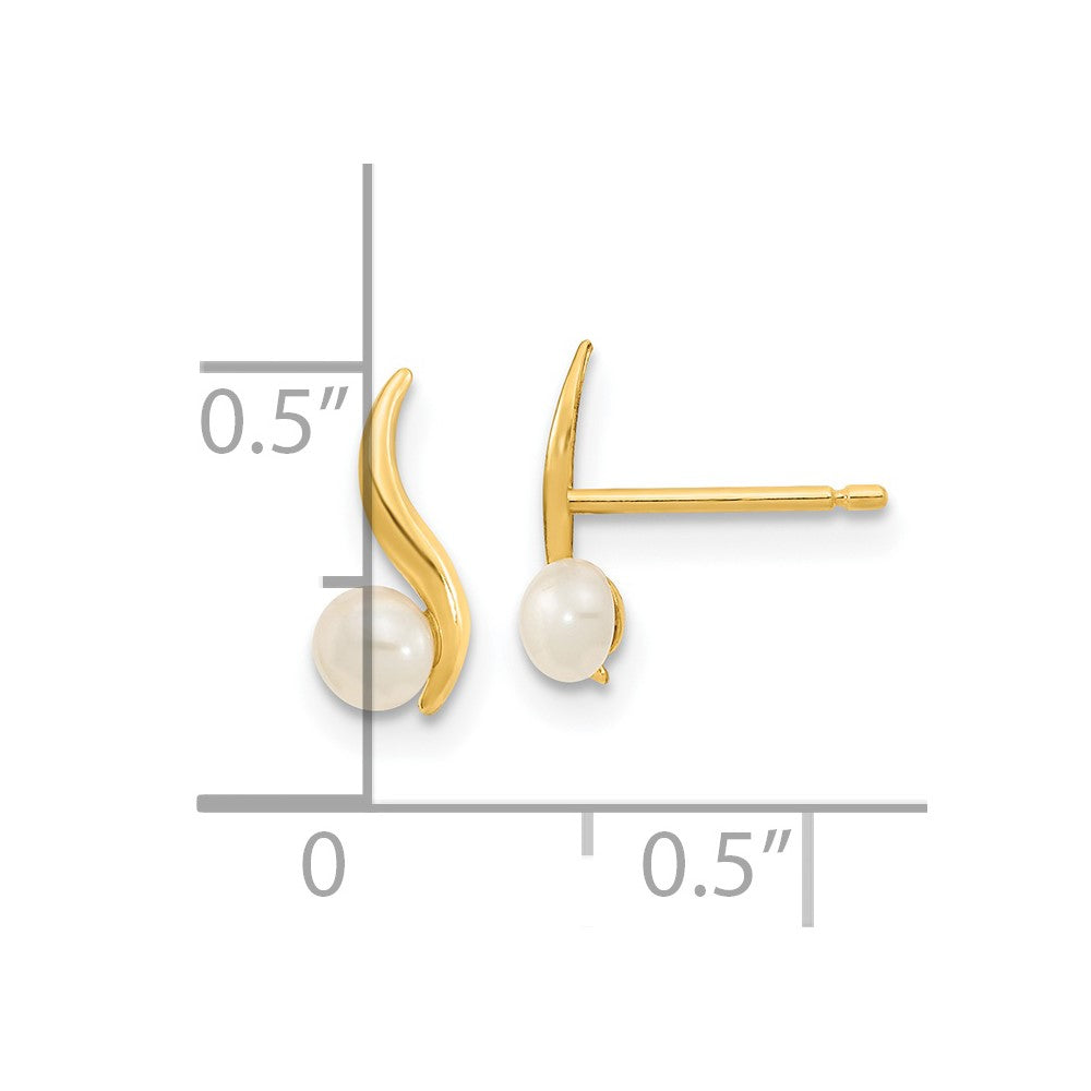 Dreamy 14K Madi K Polished 3.25mm Freshwater Cultured Pearl Post Earrings
