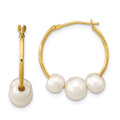 Dreamy 14k Madi K 5-7mm White Round Freshwater Cultured 3-Pearl Hoop Earrings