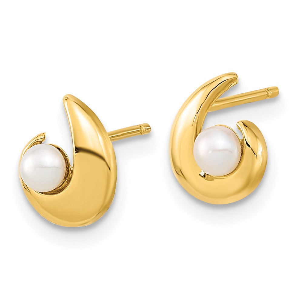 Sparkle 14K Madi K Polished 3.5mm Freshwater Cultured Pearl Post Earrings