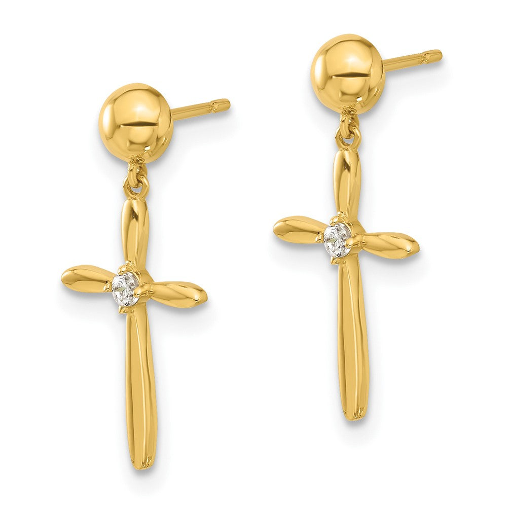 Sprout 14k Madi K Polished CZ Cross Post Dangle Earrings