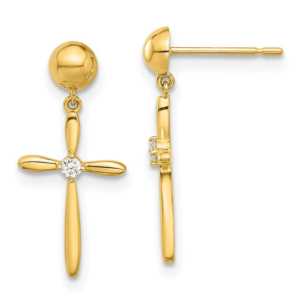 Sprout 14k Madi K Polished CZ Cross Post Dangle Earrings