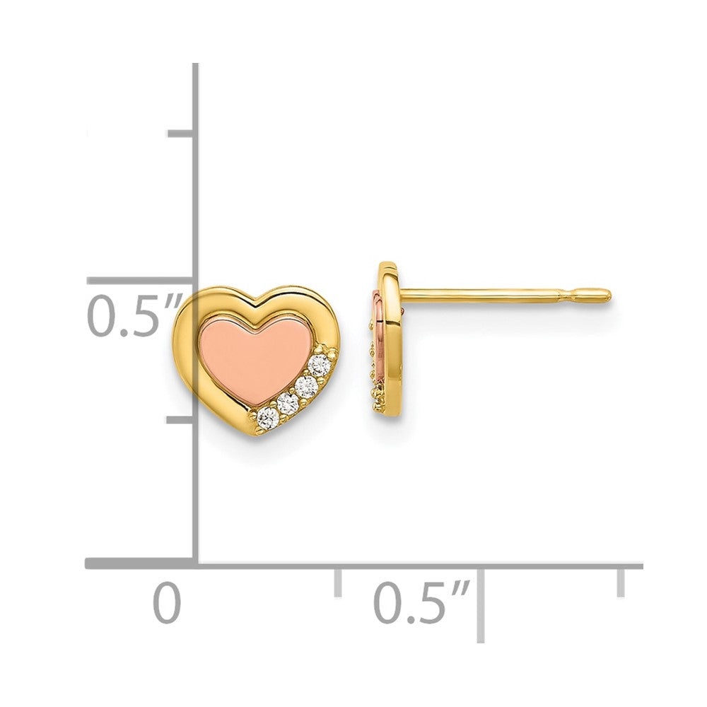 Snuggle Joy 14k Madi K Two-tone Polished CZ Heart Post Earrings
