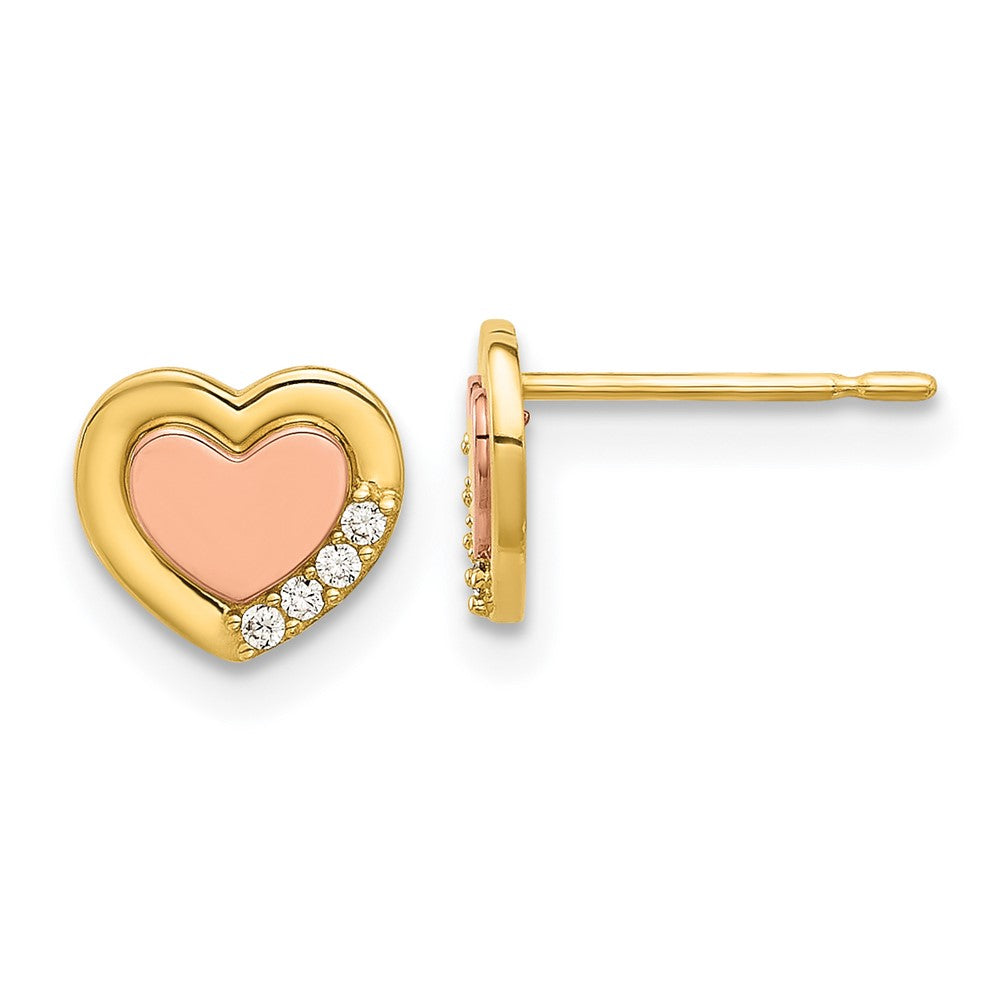 Snuggle Joy 14k Madi K Two-tone Polished CZ Heart Post Earrings