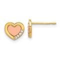Snuggle Joy 14k Madi K Two-tone Polished CZ Heart Post Earrings