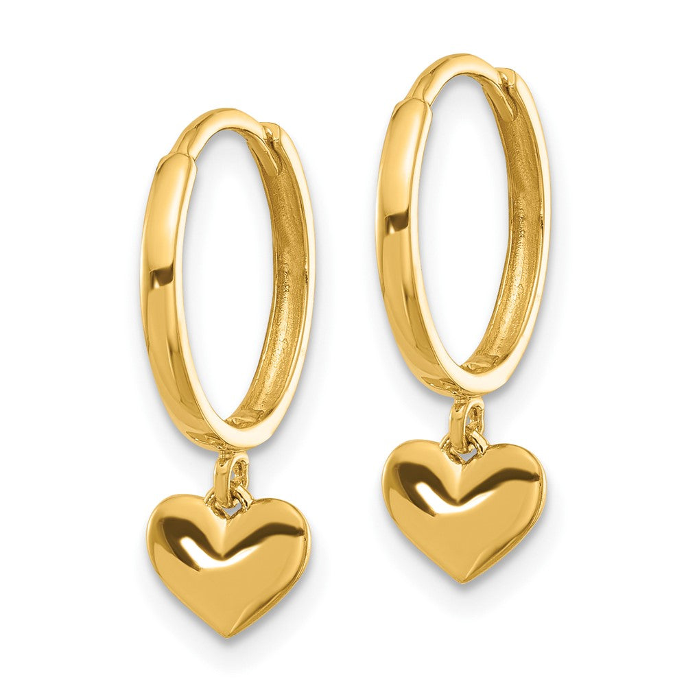 Twinkle 14k Madi K Polished Heart Dangle Huggie Hoop Earrings