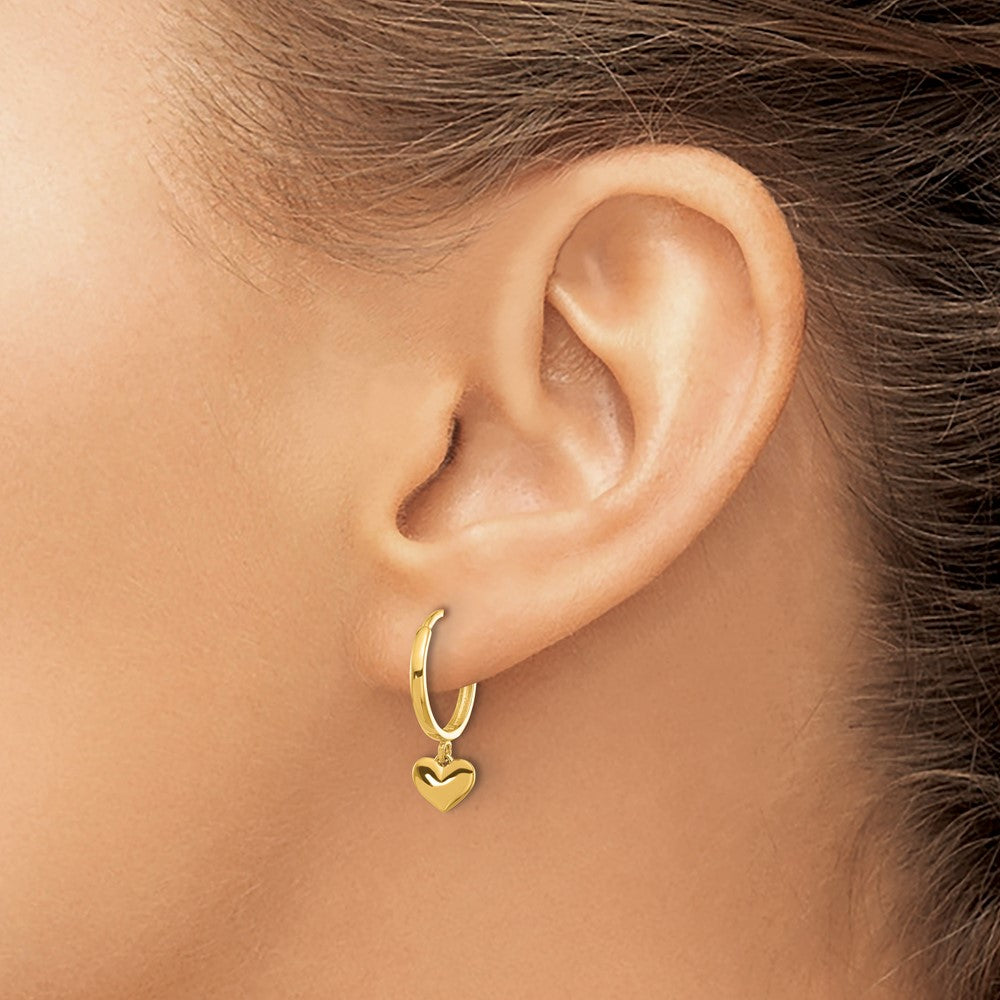 Twinkle 14k Madi K Polished Heart Dangle Huggie Hoop Earrings