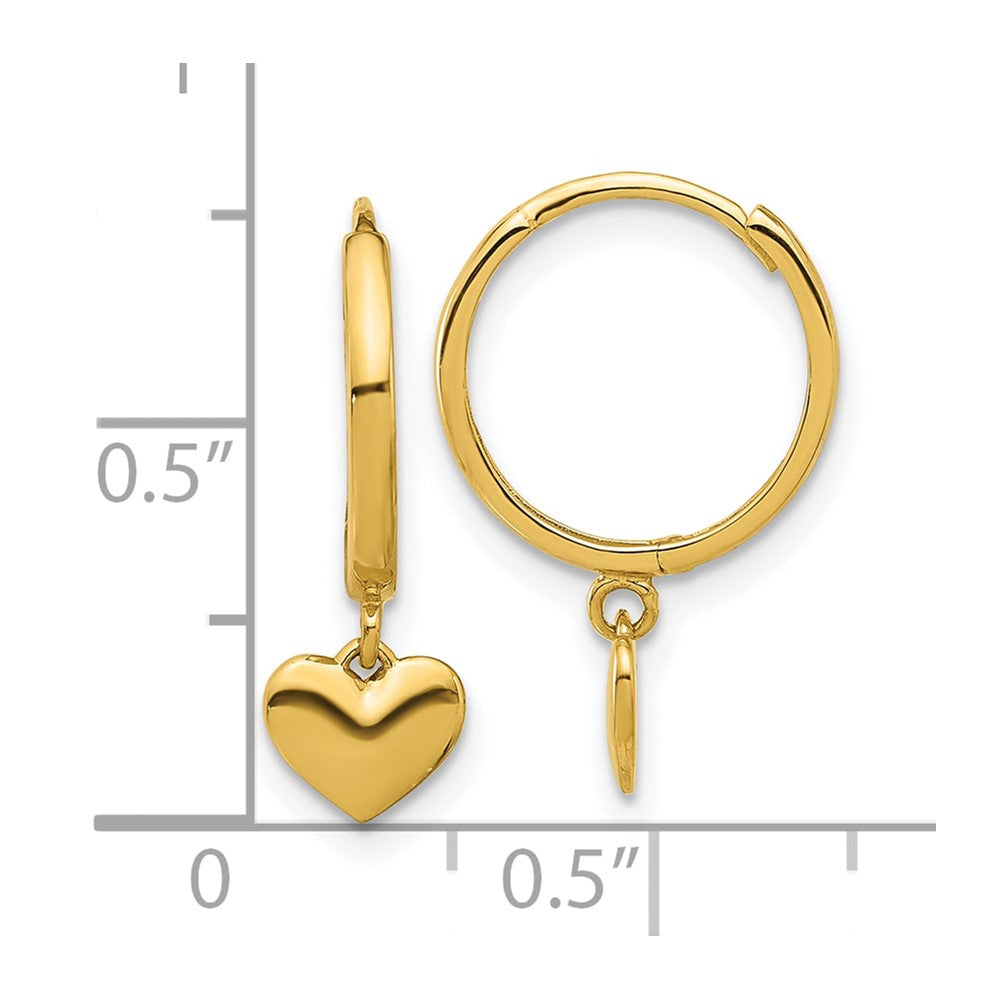 Twinkle 14k Madi K Polished Heart Dangle Huggie Hoop Earrings