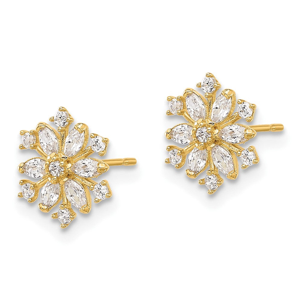 Luna 14k Madi K Polished CZ Snowflake Post Earrings