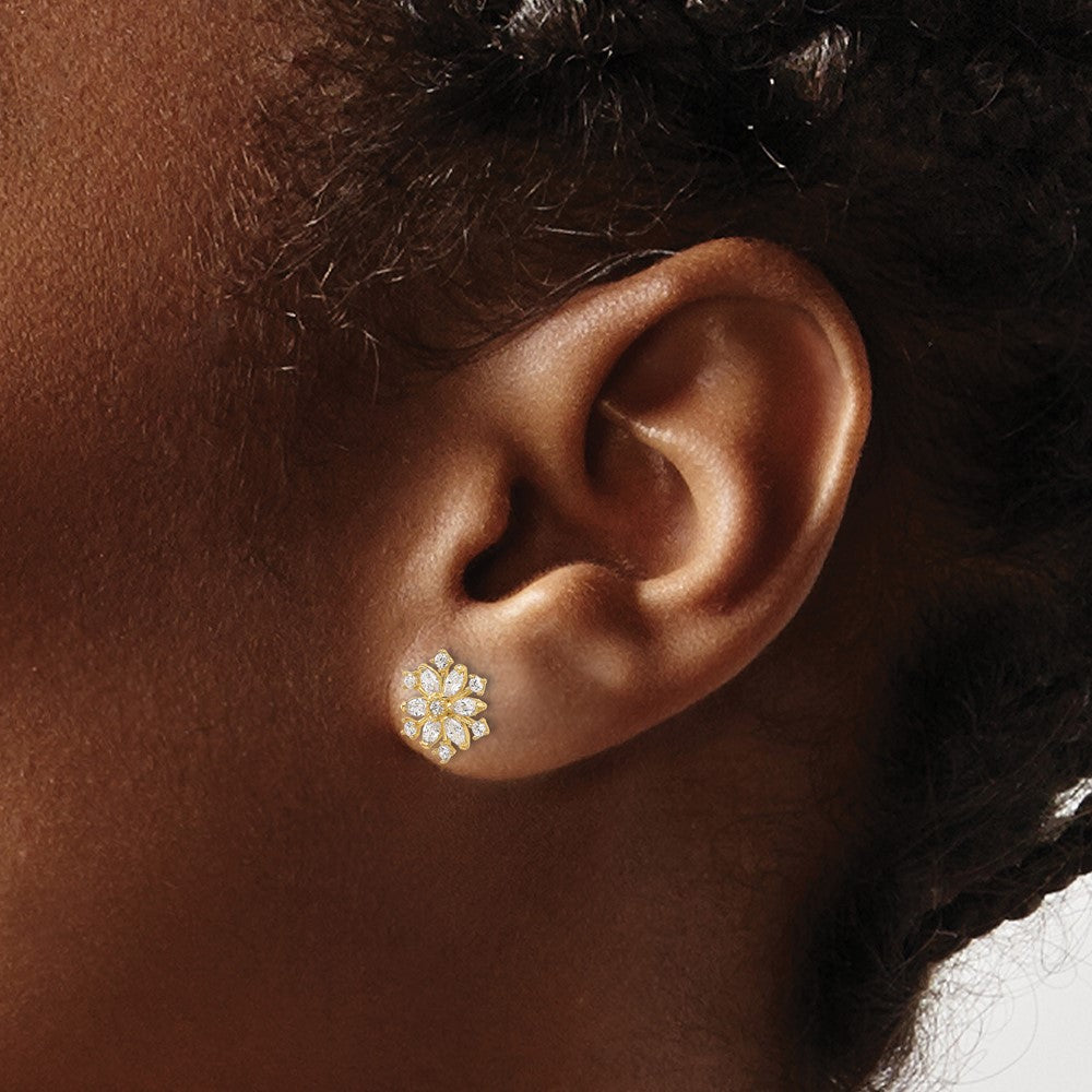 Luna 14k Madi K Polished CZ Snowflake Post Earrings