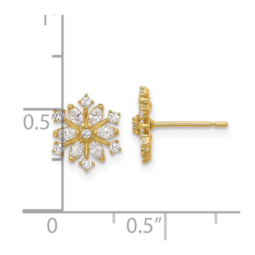 Luna 14k Madi K Polished CZ Snowflake Post Earrings