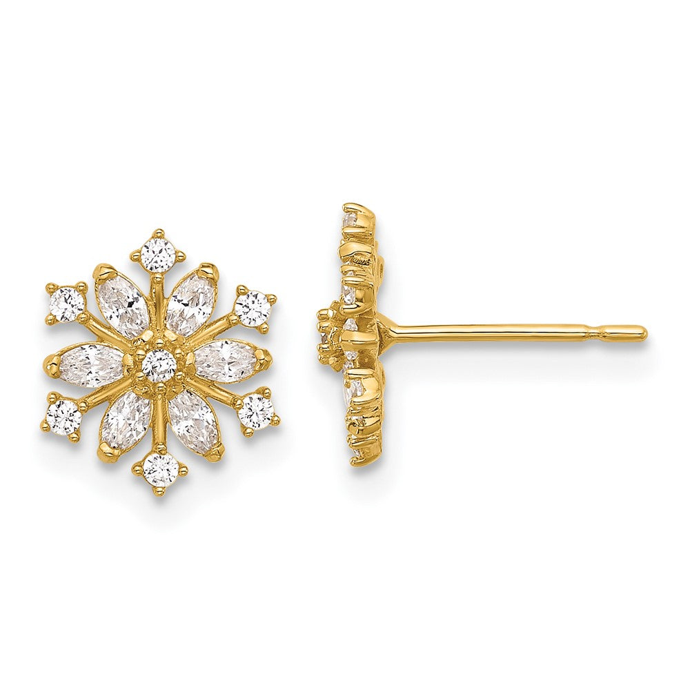 Luna 14k Madi K Polished CZ Snowflake Post Earrings