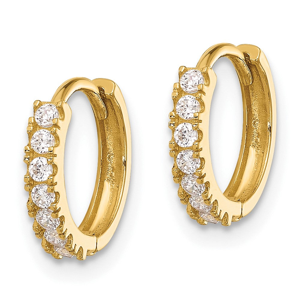 Dreamy Bear 14k Madi K Polished CZ 2mm Hinged Huggie Hoop Earrings