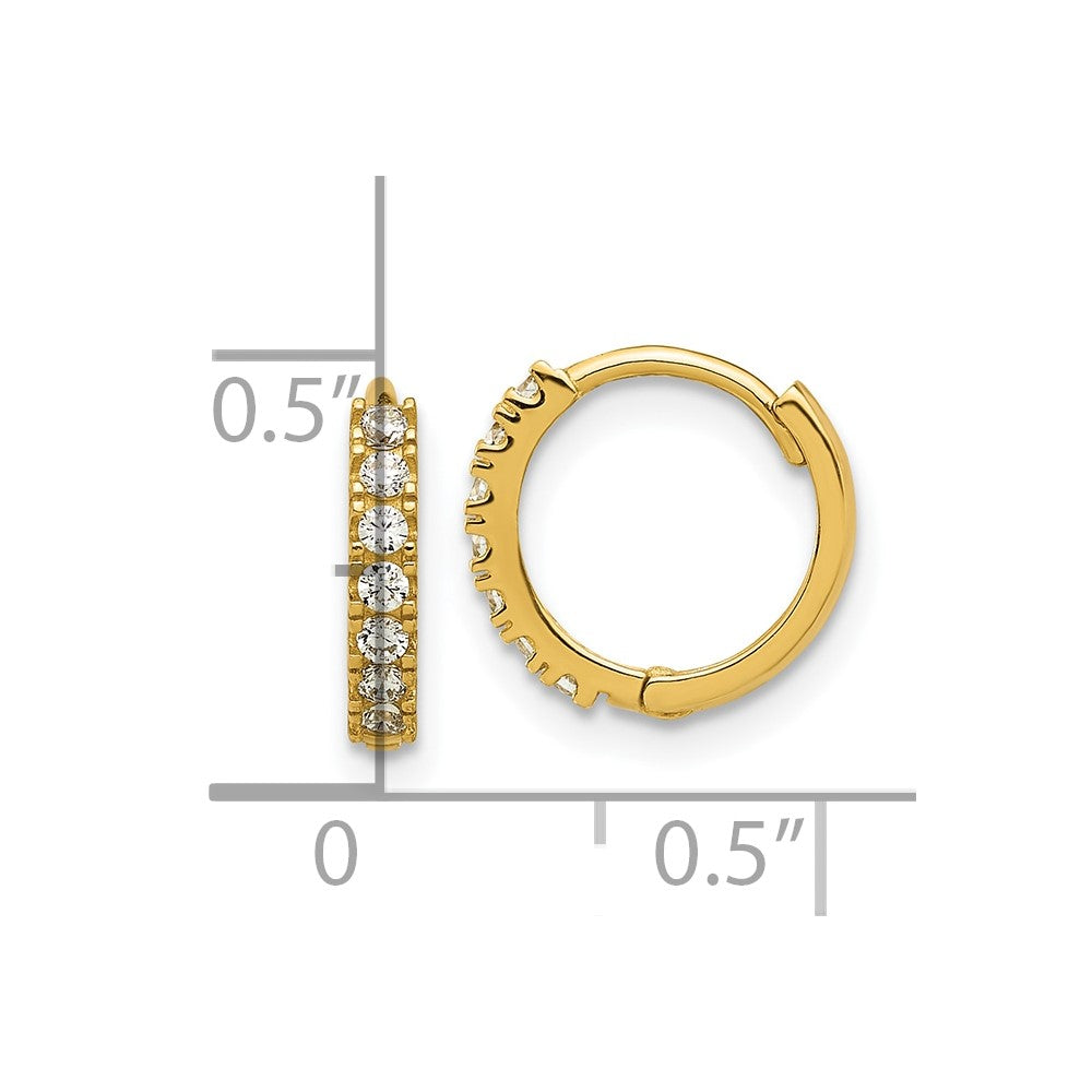 Dreamy Bear 14k Madi K Polished CZ 2mm Hinged Huggie Hoop Earrings