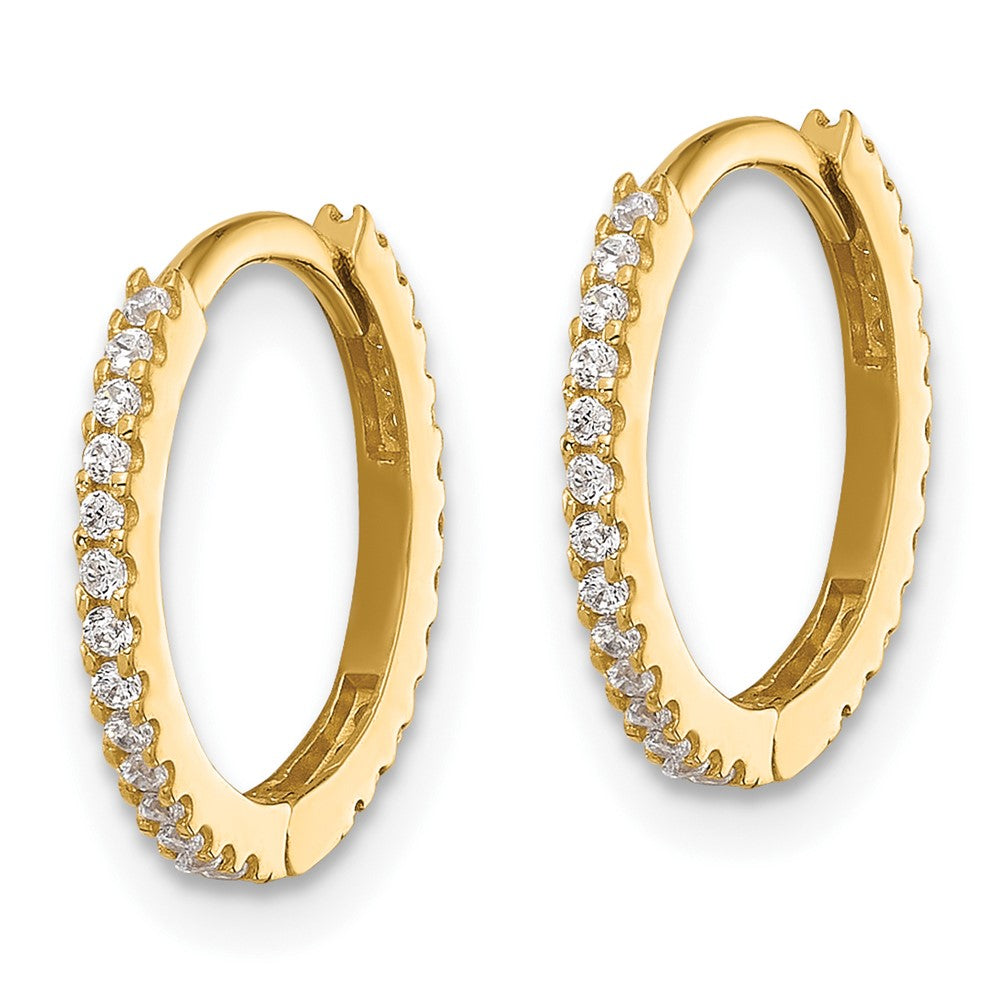 Star Bear 14k Madi K Polished CZ 1.25mm Hinged Huggie Hoop Earrings