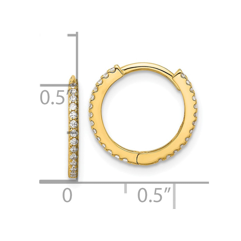 Star Bear 14k Madi K Polished CZ 1.25mm Hinged Huggie Hoop Earrings