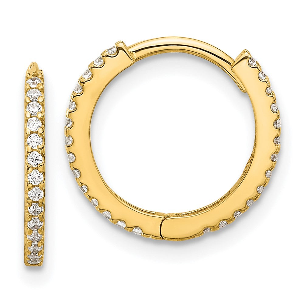 Star Bear 14k Madi K Polished CZ 1.25mm Hinged Huggie Hoop Earrings