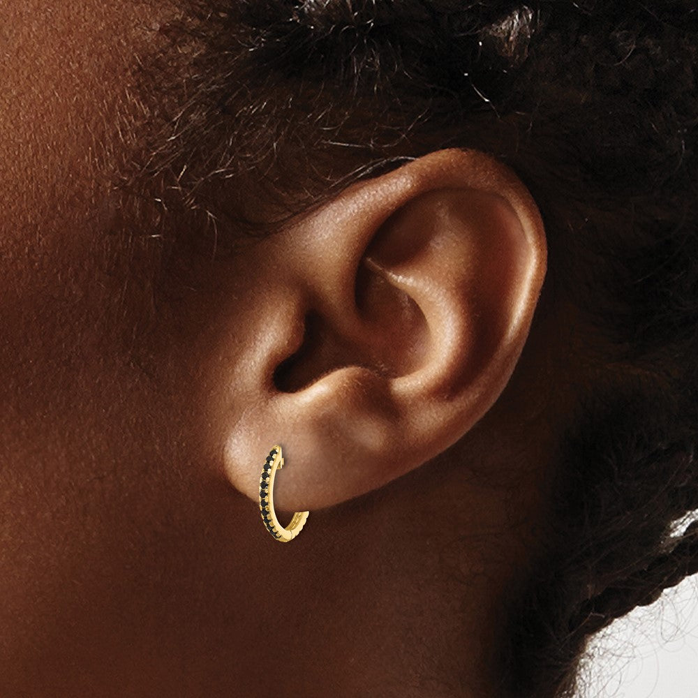 Dreamy Wink 14k Madi K Black and White CZ Reversible Hinged Huggie Hoop Earrings