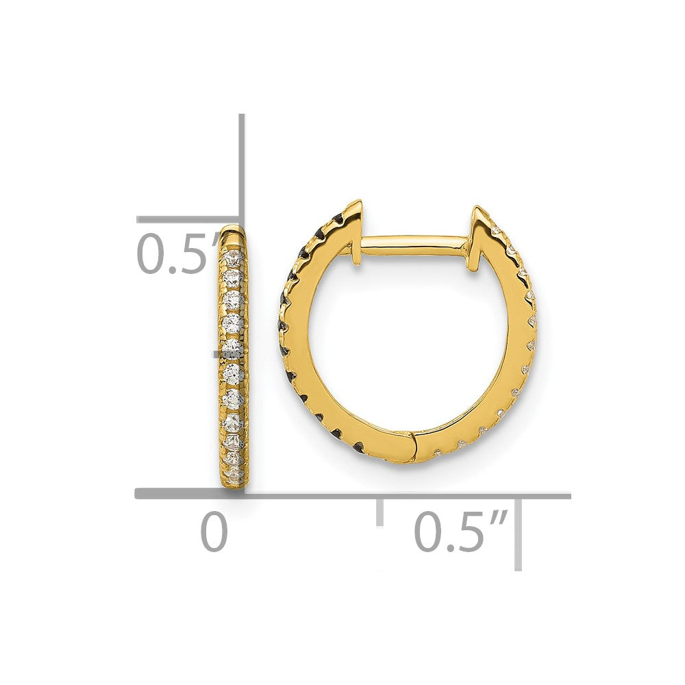 Dreamy Wink 14k Madi K Black and White CZ Reversible Hinged Huggie Hoop Earrings