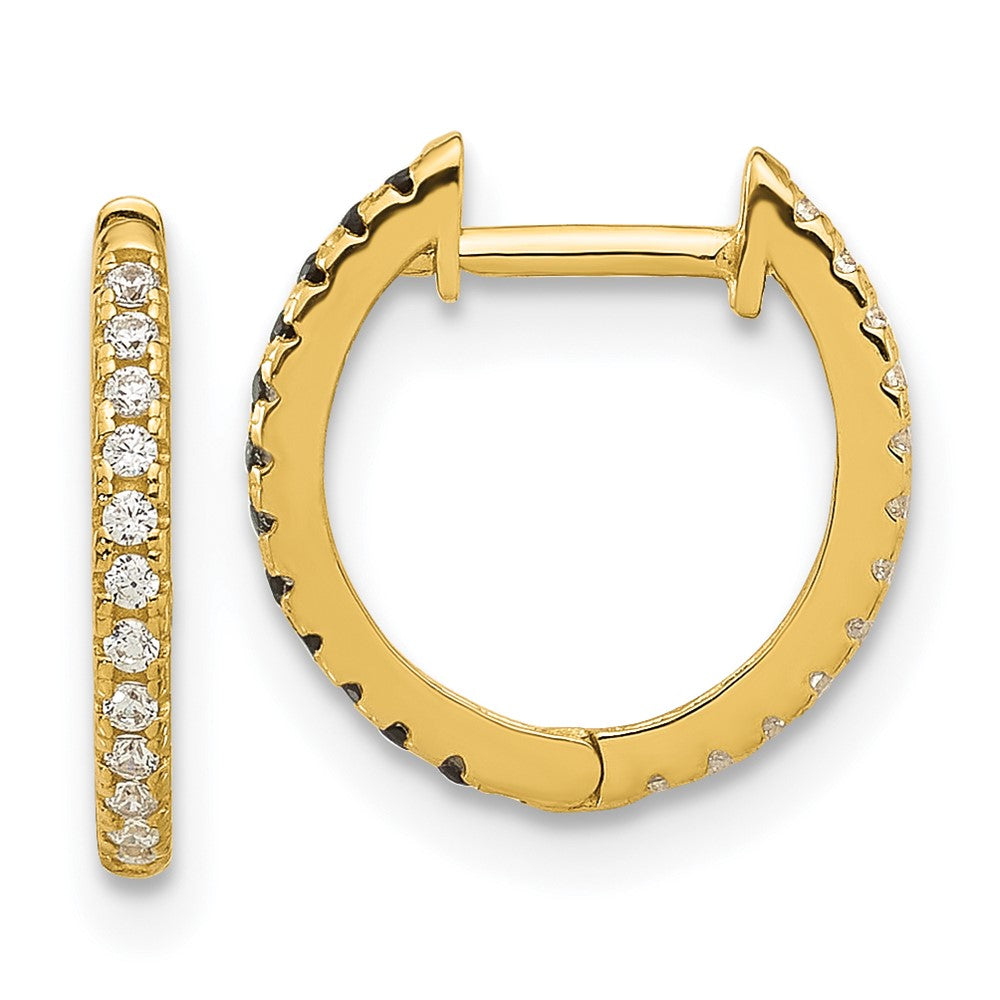 Dreamy Wink 14k Madi K Black and White CZ Reversible Hinged Huggie Hoop Earrings
