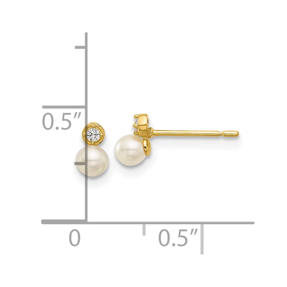 Sunny 14k Madi K Polished CZ and Freshwater Cultured Pearl Post Earrings