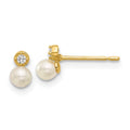 Sunny 14k Madi K Polished CZ and Freshwater Cultured Pearl Post Earrings