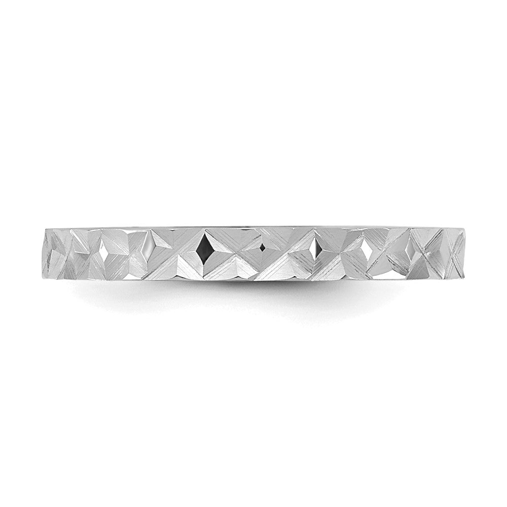 Sunbeam Joy 14K White Gold Madi K Diamond-cut Design 2mm Flat Band Baby / Children's Ring