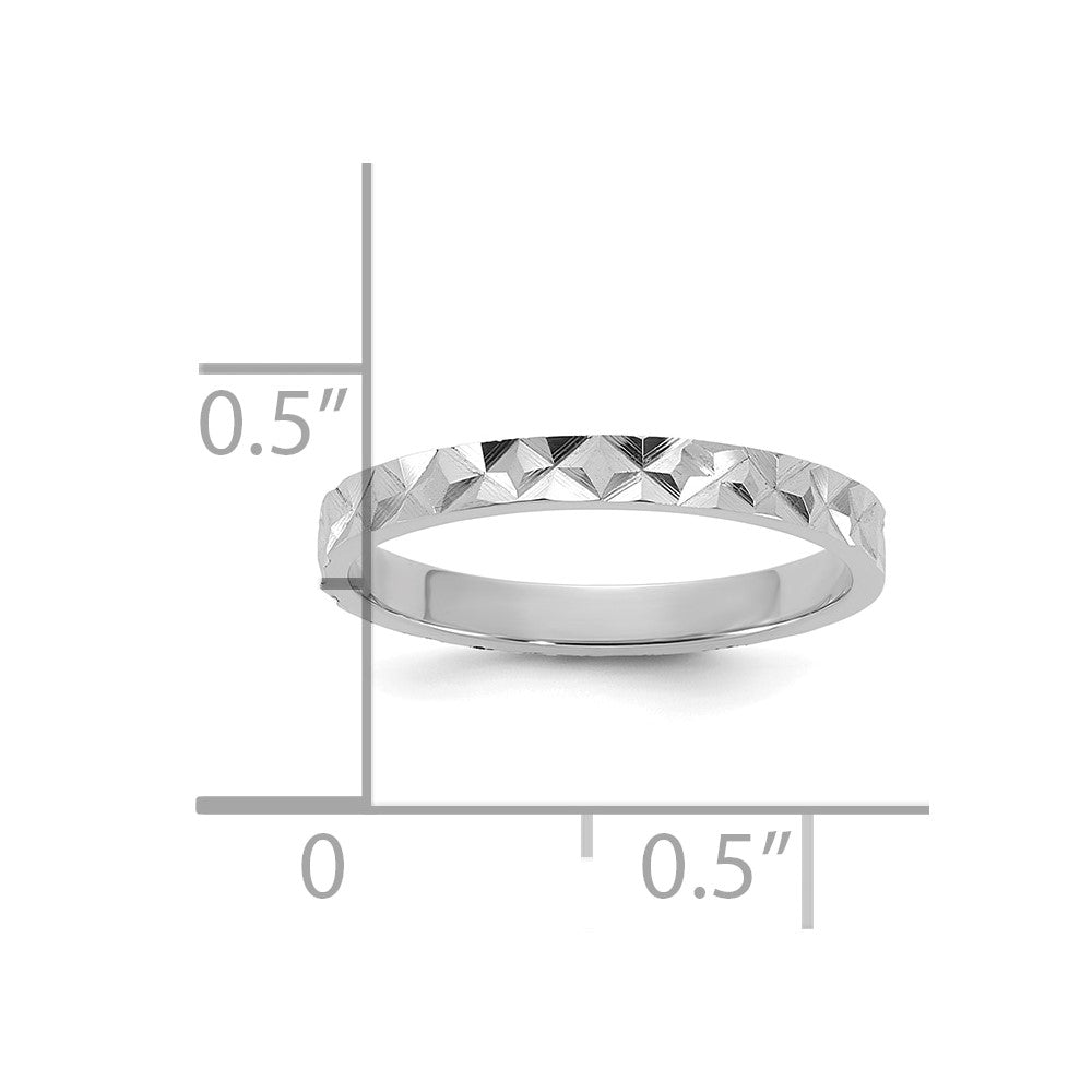 Sunbeam Joy 14K White Gold Madi K Diamond-cut Design 2mm Flat Band Baby / Children's Ring