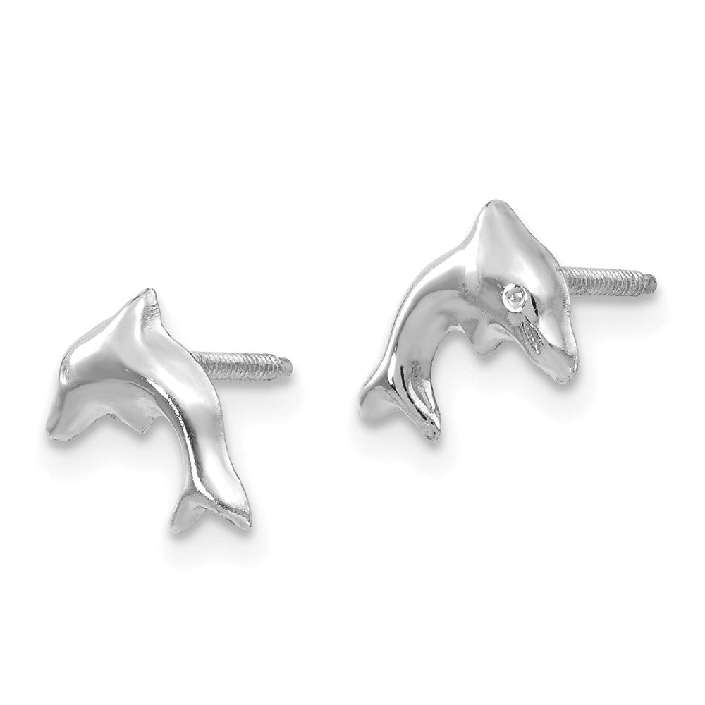 Cuddles 14K White Gold Madi K Sm. Dolphin Earrings