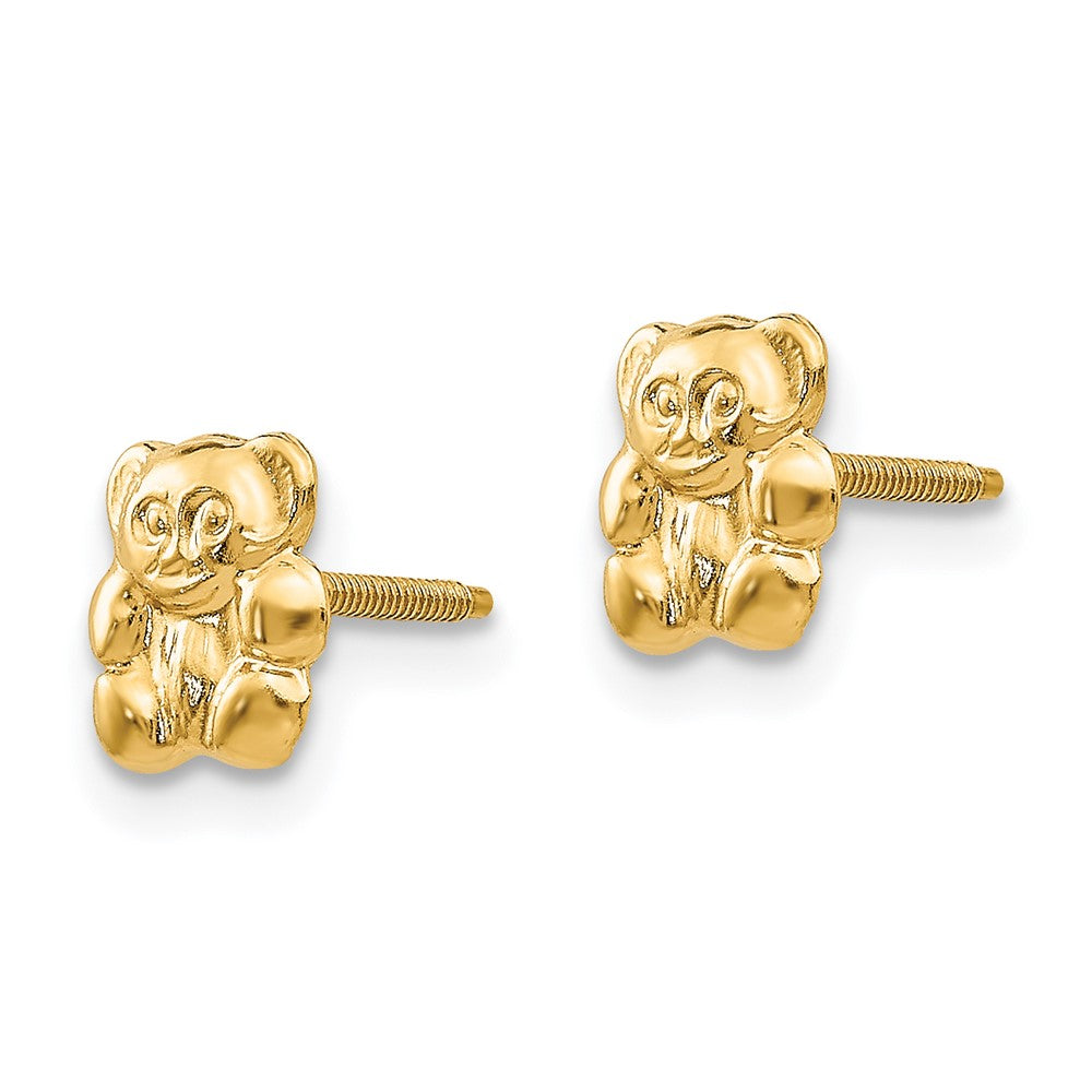 Sunny Glow 14k Madi K Polished Teddy Bear Screwback Earrings