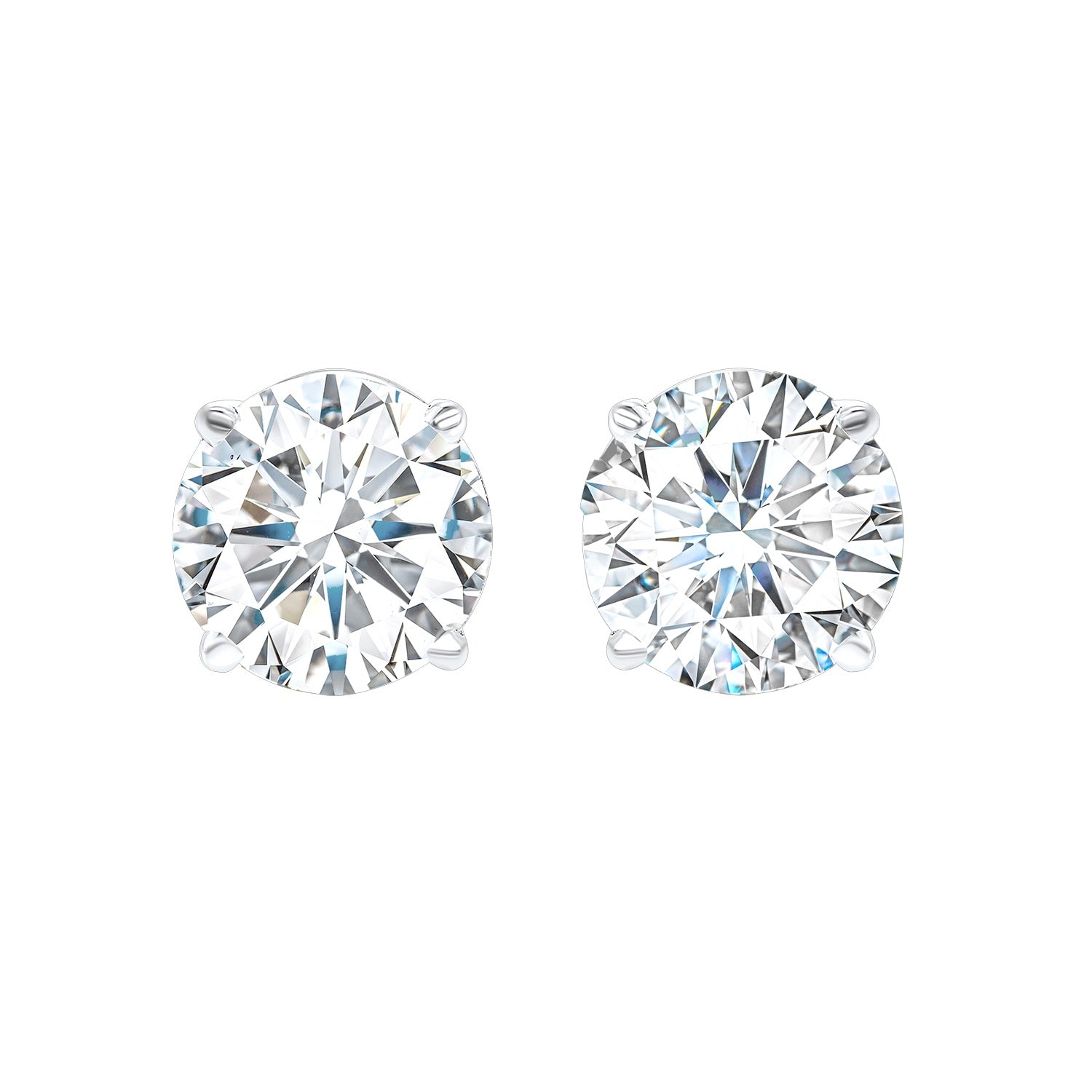 14kt White Gold Diamond Round Stud Earrings 1 1/2ct