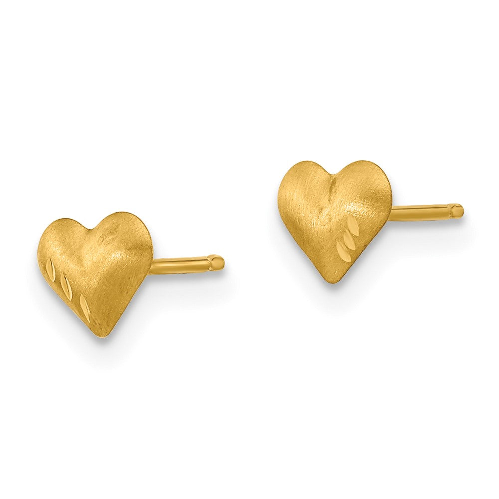 Snuggle Star 14k Madi K Diamond-Cut & Satin Puffed Heart Earrings