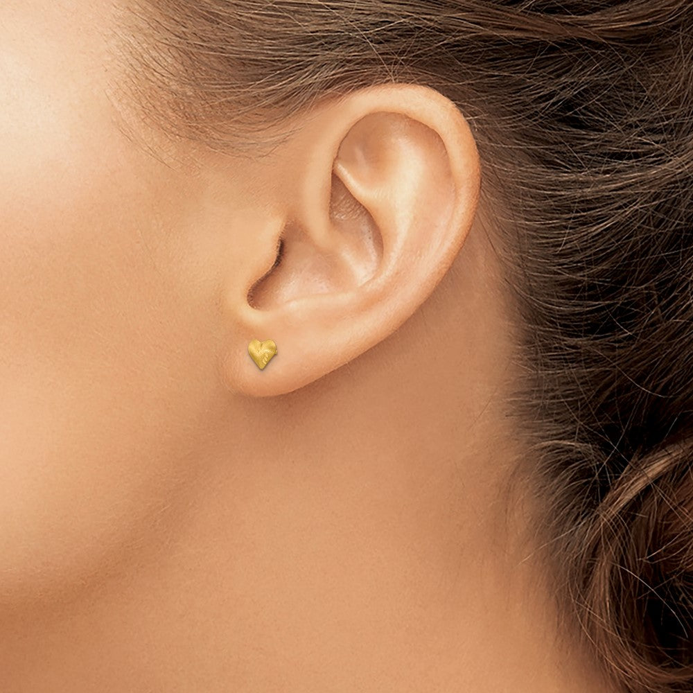 Snuggle Star 14k Madi K Diamond-Cut & Satin Puffed Heart Earrings