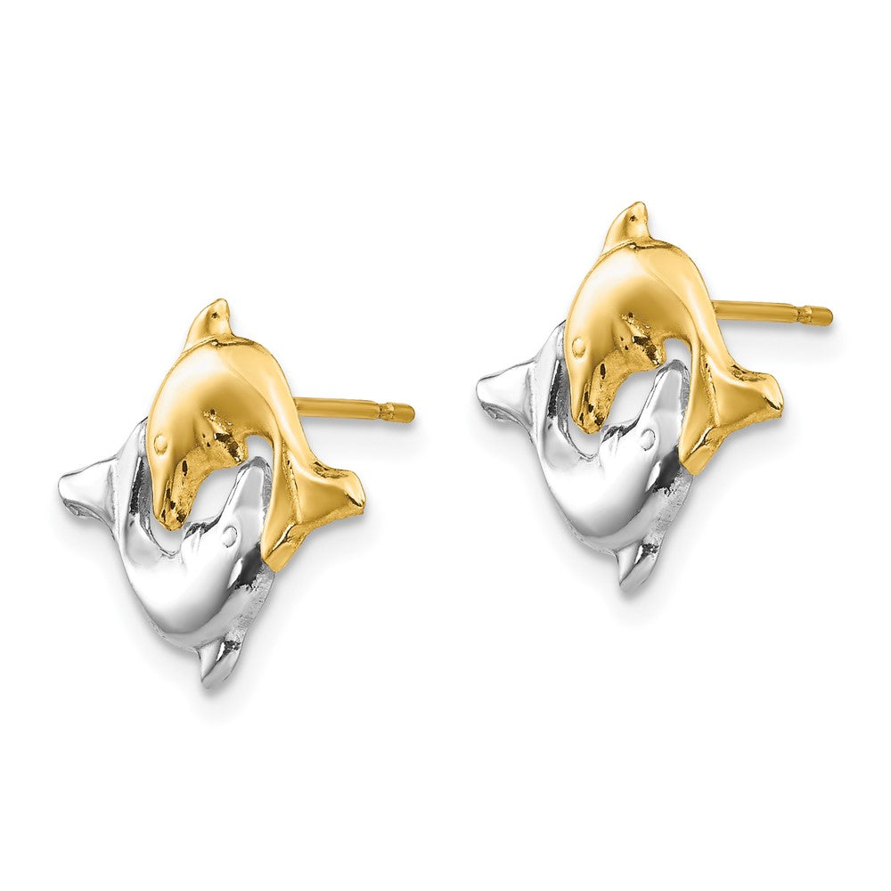 Cotton Shine 14k Madi K w/Rhodium Dolphin Post Earrings