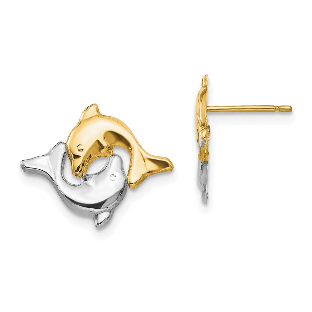 Cotton Shine 14k Madi K w/Rhodium Dolphin Post Earrings