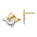 Cotton Shine 14k Madi K w/Rhodium Dolphin Post Earrings