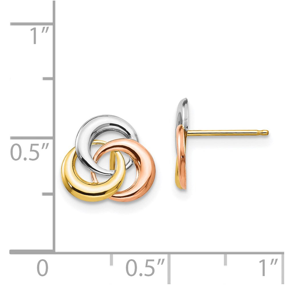 Buddy Cloud 14k Tri-color Madi K 3 Circle Post Earrings