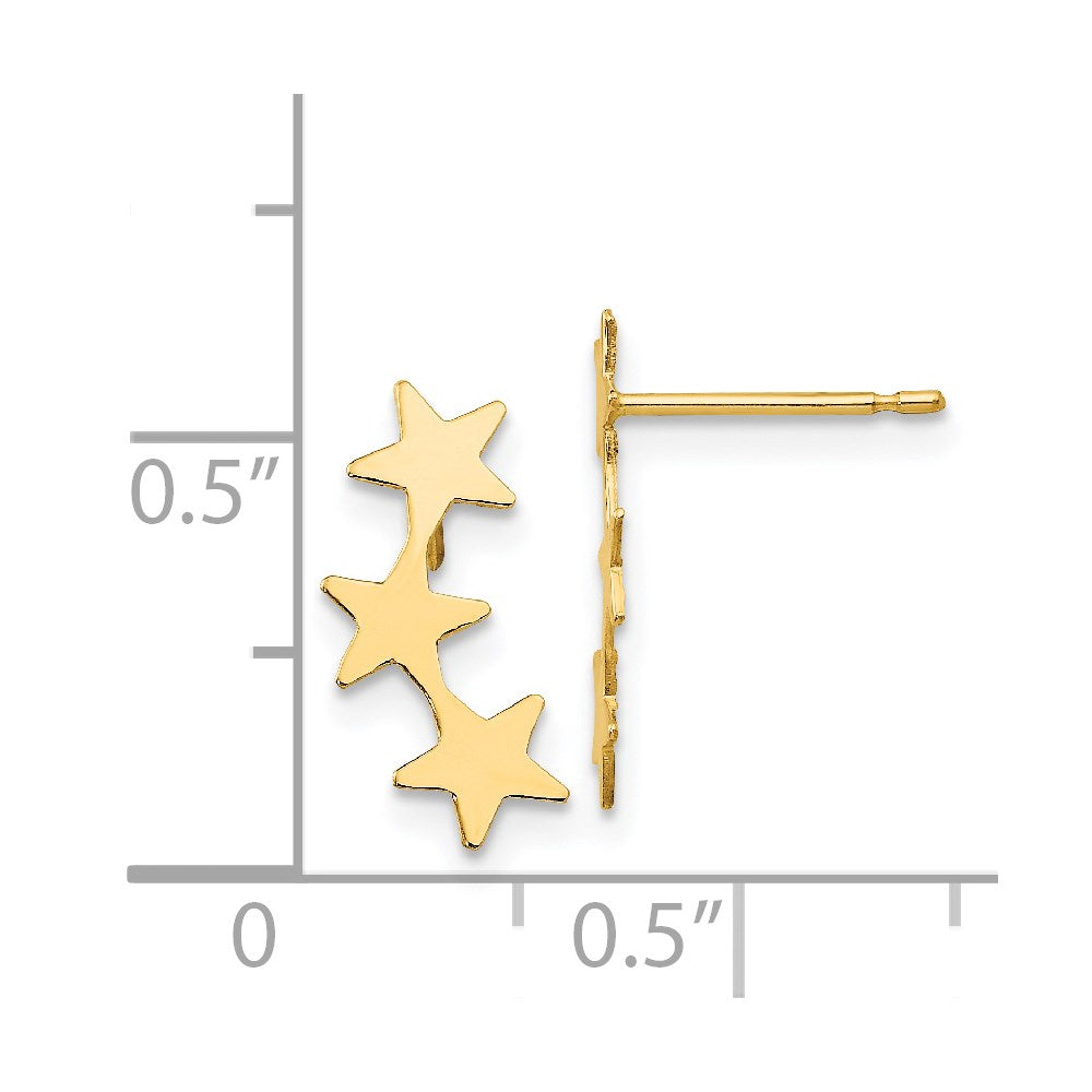 Minnie Puff 14k Madi K Polished 3-Star Post Earrings
