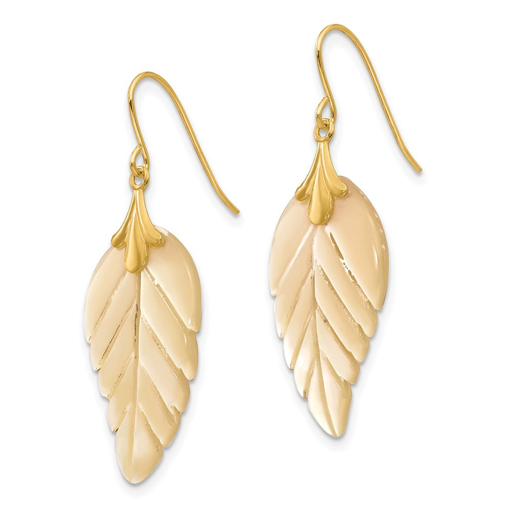 Bumble 14k Madi K Mother of Pearl Leaf Dangle Earrings