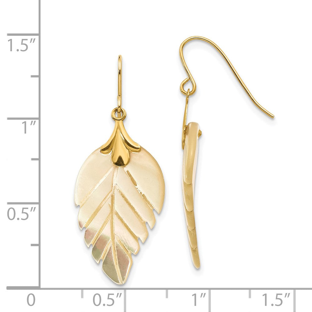 Bumble 14k Madi K Mother of Pearl Leaf Dangle Earrings