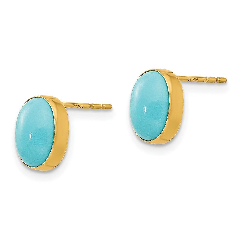 Snuggle 14k Madi K Bezel Set Oval Turquoise Post Earrings