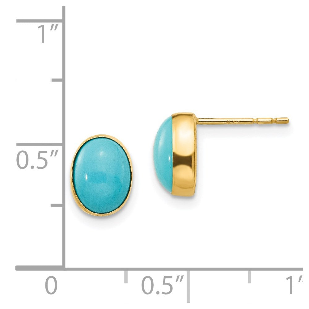 Snuggle 14k Madi K Bezel Set Oval Turquoise Post Earrings