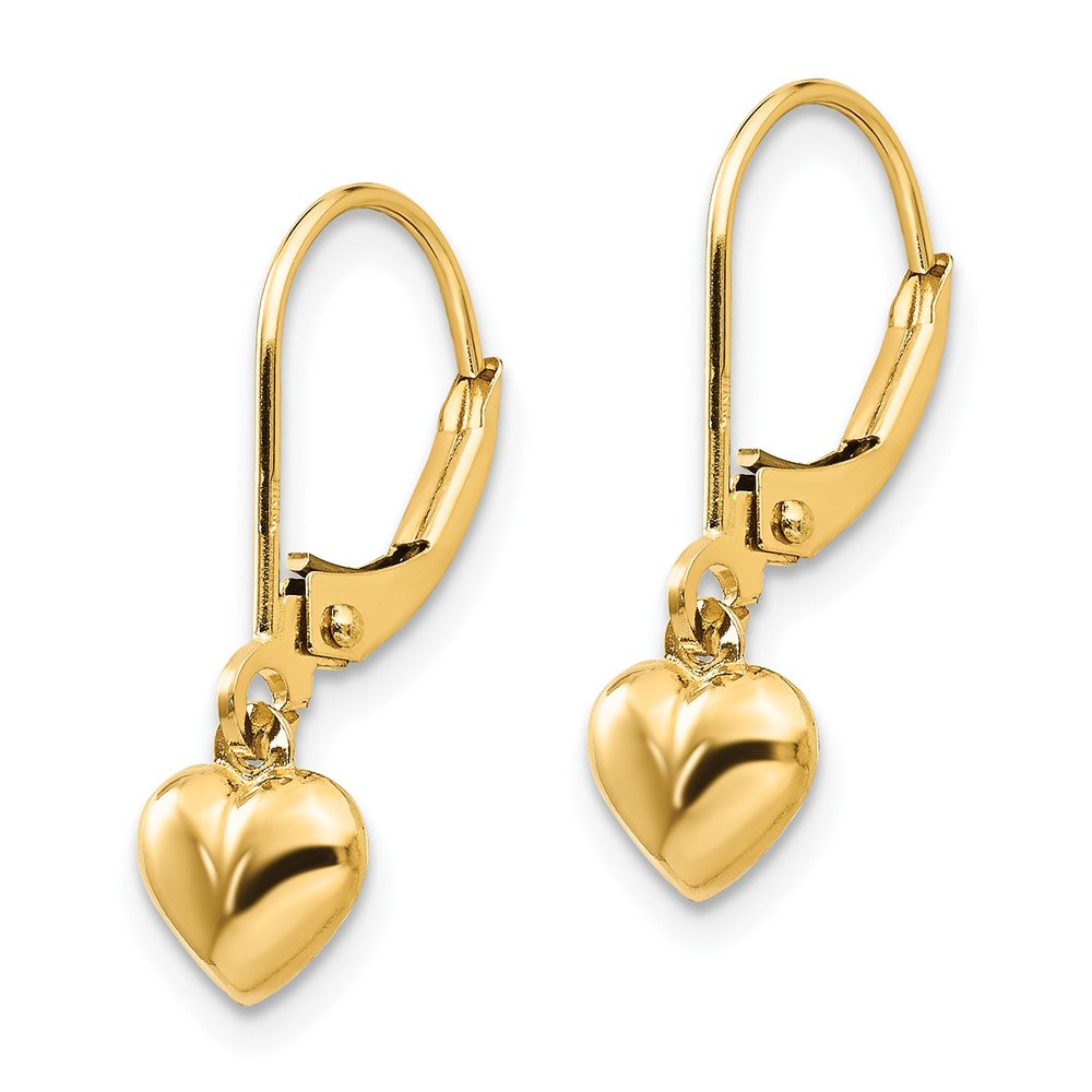 Twinkle 14k Madi K Puffed Polished Heart Drop Leverback Earrings