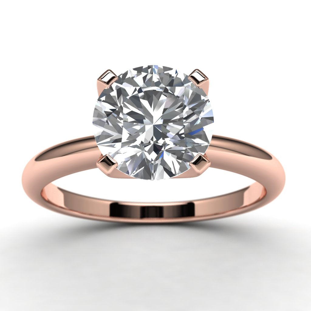 14k Rose Gold Solitaire Engagement Ring Angle View