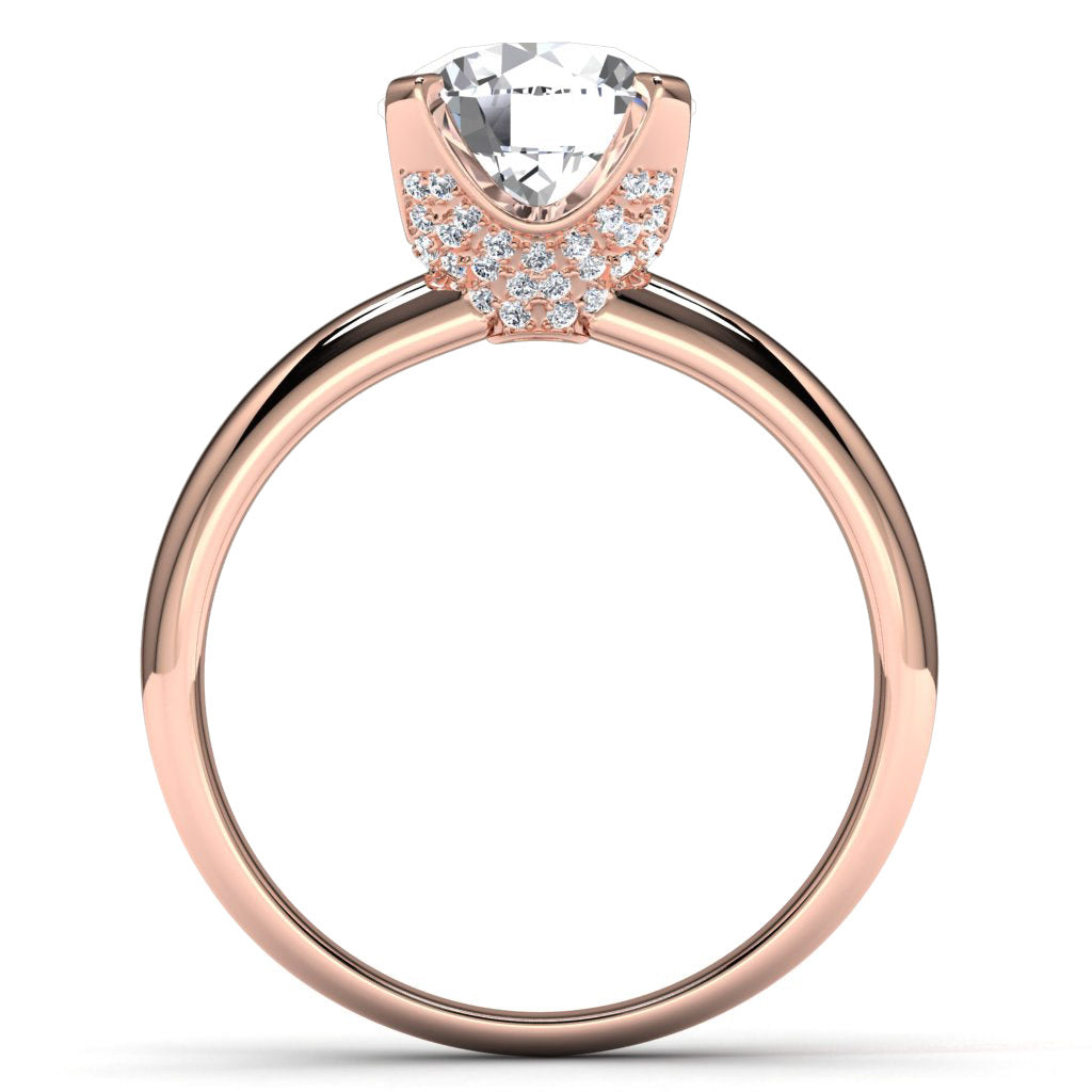 14k Rose Gold Solitaire Engagement Ring Finger View