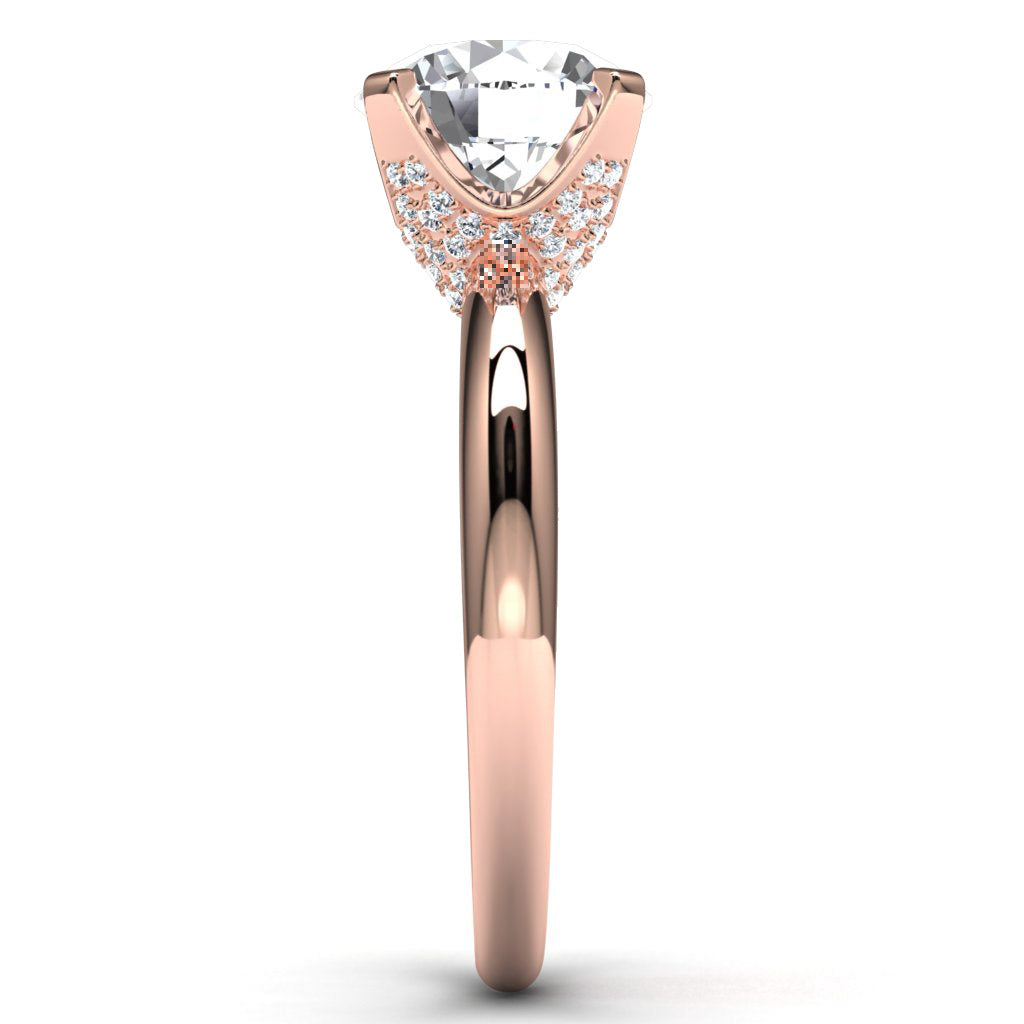 14k Rose Gold Solitaire Engagement Ring Side View