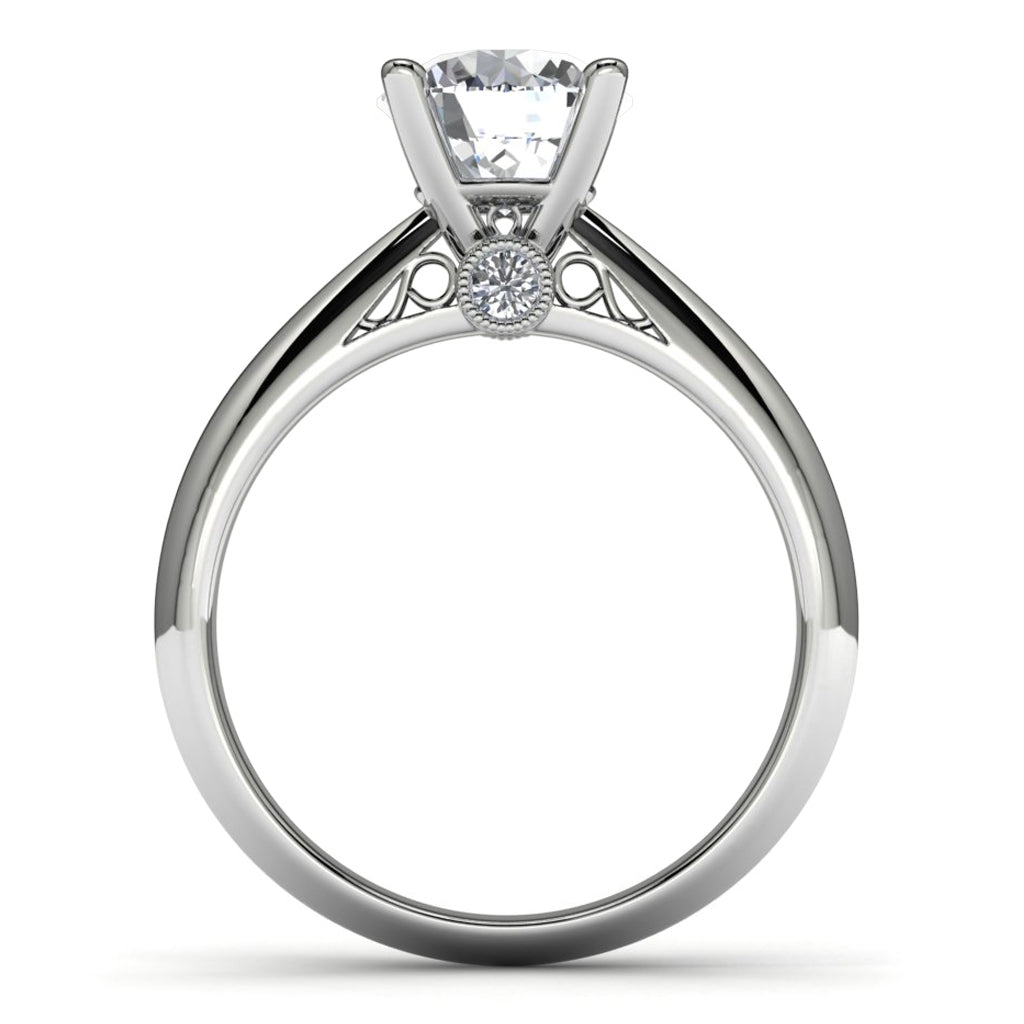 14k White Gold Solitaire Mounting Finger View