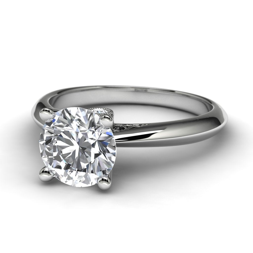 14k White Gold Solitaire Mounting Front View