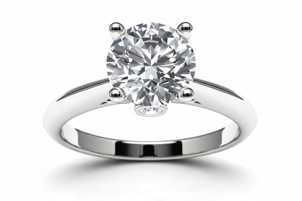 14k White Gold Solitaire Mounting Angle View